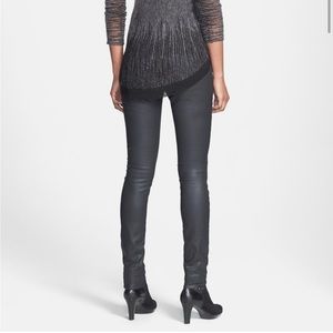 Eileen Fisher Waxed Denim Skinny Jeans in Black